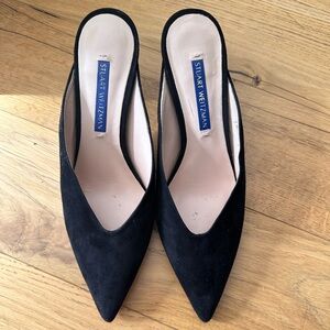 Stuart Weitzman Lulah Suede Mule, Black, 5.5